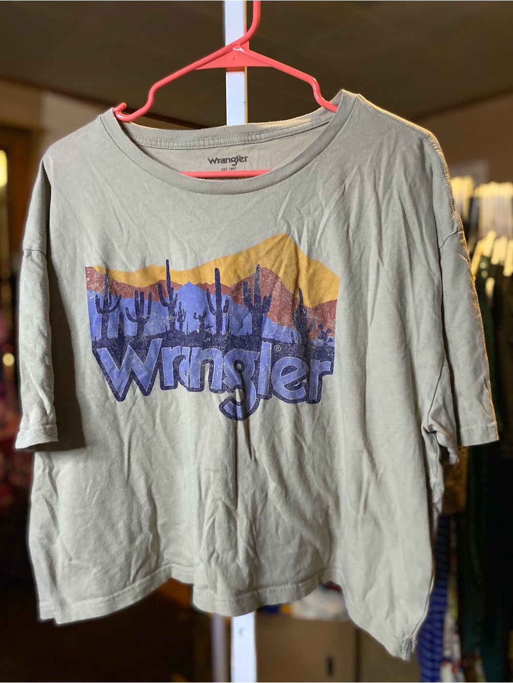 Wrangler Tan Short-Sleeve Graphic Tee with Desert Scene